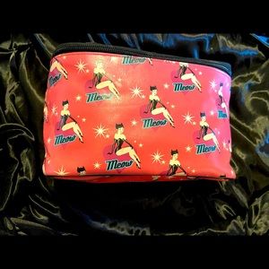 Vintage pinup vamp meow travel makeup case
